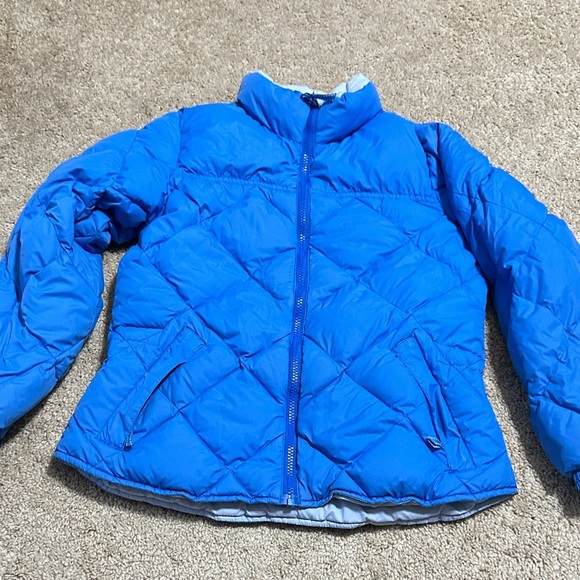 Land's End Quilted Blue Puffer Jacket Girls Size 14 Size Large - Picture 1 of 8